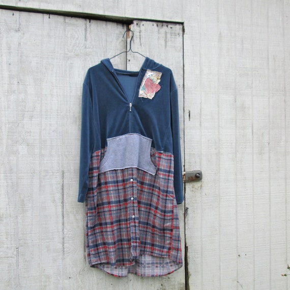 large xlarge  Upcycled Clothing  Hoodie  Day Dress  by CreoleSha