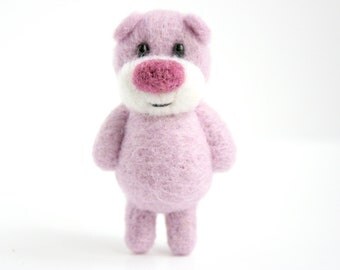 Light pink pocket miniature bear with a deep pink nose