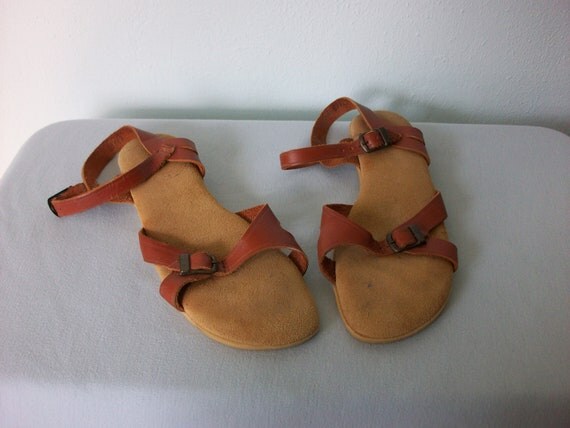 Vintage Leather Sandals ... 80's Burnt Sienna by SparvVintage