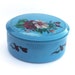 Vintage round box from Soviet Union Russia, blue bakelite round box