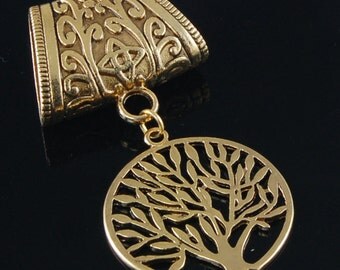 Scarf Pendant - Antique Gold Tree of Life Scarf Jewelry