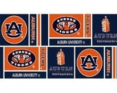 Auburn University Collegiate Logo Cotton Fabric 1 Yard Grid Logo/Clocktower Pattern AU-097