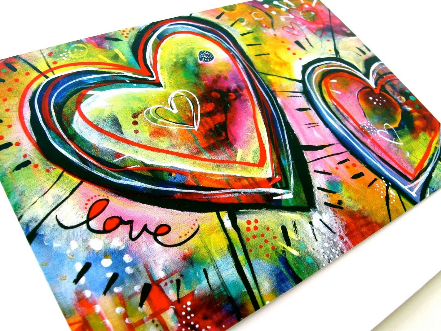 Rainbow Art Greeting Card Colorful Original Acrylic