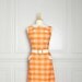 Dress Shift Mod Plaid 60s Orange Mad Men Go Go Peter Pan Collar Vintage Small S