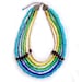 Statement Necklace, Maasai Tribal Inspired Neon Ombre Handmade Necklace in Blue, Green, Yellow, Ivory