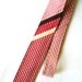 Draper Collection - Vintage Red & White Patterned Skinny Necktie w/ Diagonal Black/Gold Stripes - Squared End - Narrow, Mad Men