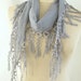 Fabric Fringed Grey Guipure Scarf-Gift ..shawl,authentic, romantic, elegant, fashion
