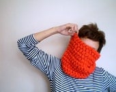 Womens Orange Cowl, Crochet Neckwarmer