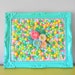 SALE.Vintage plastic beads mosaic. Kitsch wall art.Basket weave. Plastic necklace.Retro green picture frame.Confetti.Polka dot picture.