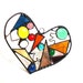 Abstract heart contemporary stained glass modern suncatcher, multi colored decorative art
