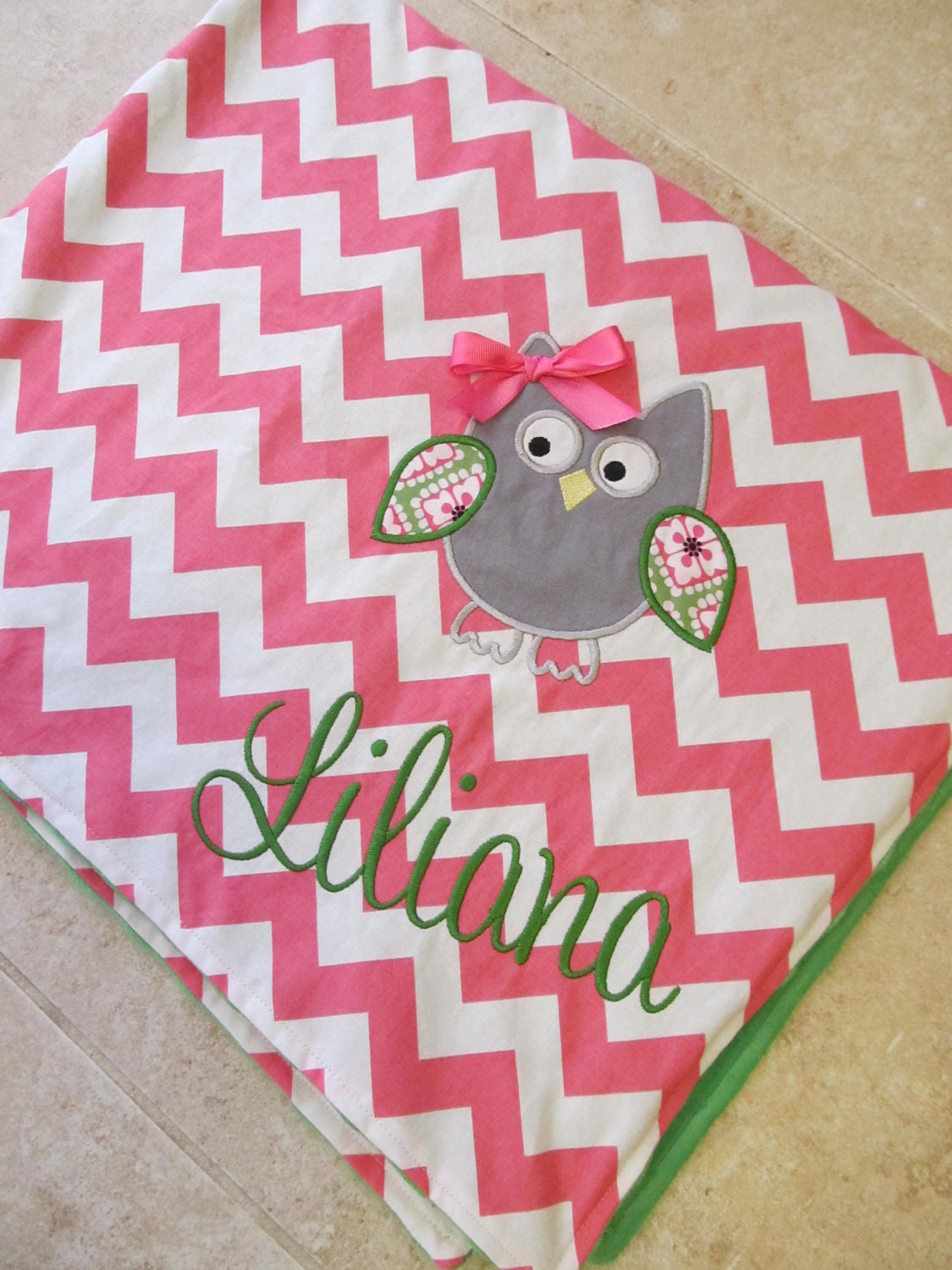 Personalized Baby Blanket 30x35 Minky Baby Blanket Chevron