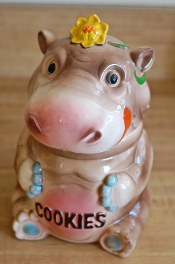 Vintage hippo cookie jar