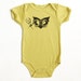 Steampunk Owl Mask Organic Baby Onesie in Cinder 3-6m, 6-12m, 12-18m