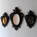 Black Oval Mirror Set of Three in Gothic Style Frames