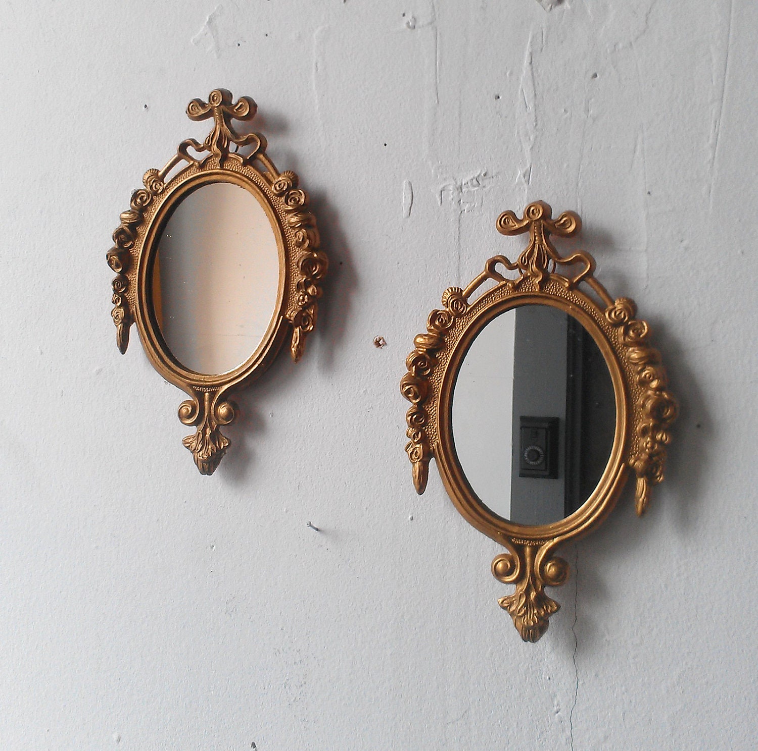 Small Vintage Gold Mirrors Hollywood Regency Paris Bedroom