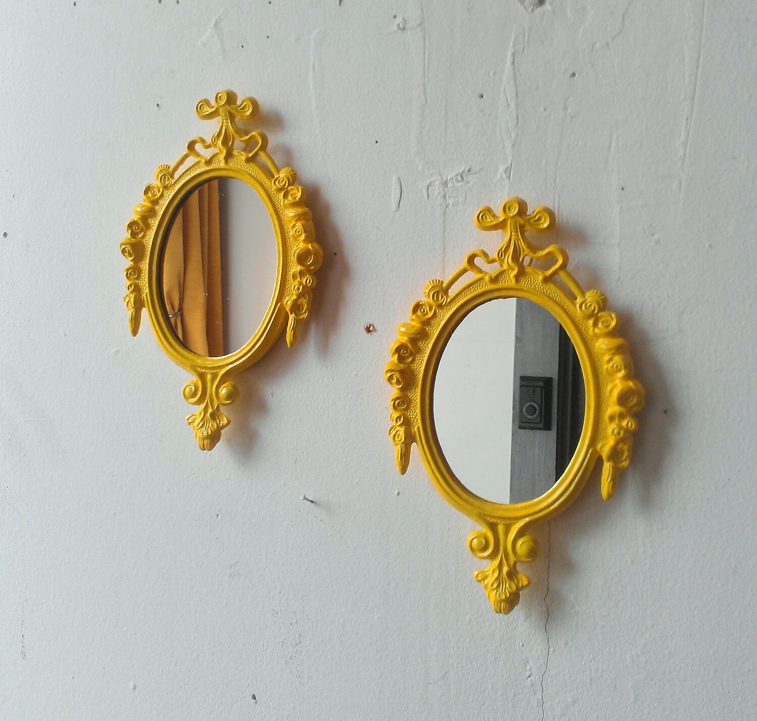 Bright Yellow Mirror Set of Two in Matching by SecretWindowMirrors