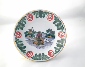Vintage Dutch Friesian Plate with Windmill and Rowing Boat - Workum