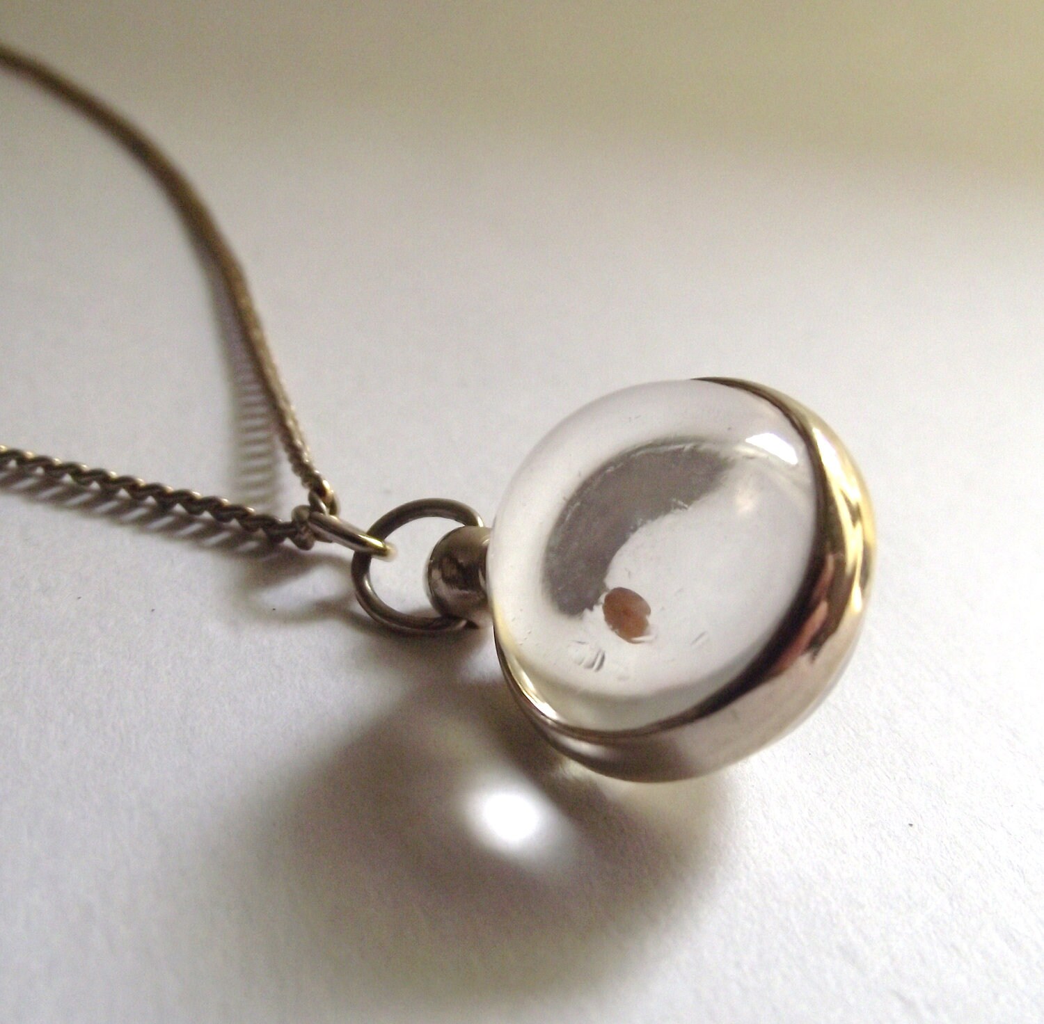 Vintage Glass and Metal Mustard Seed Necklace