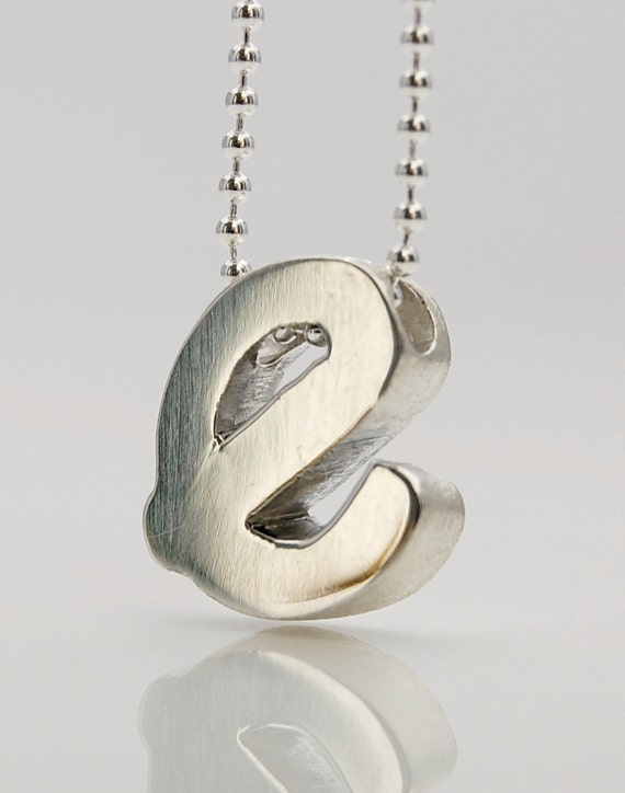 Letter E Pendant Sterling Silver Initial Monogram Necklace