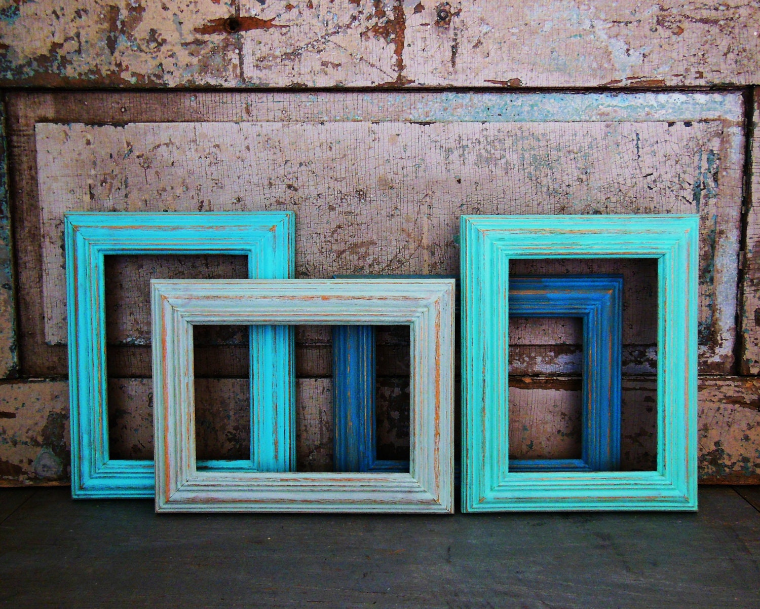 Picture Frames 5 x 7 Painted Distressed Set by turquoiserollerset