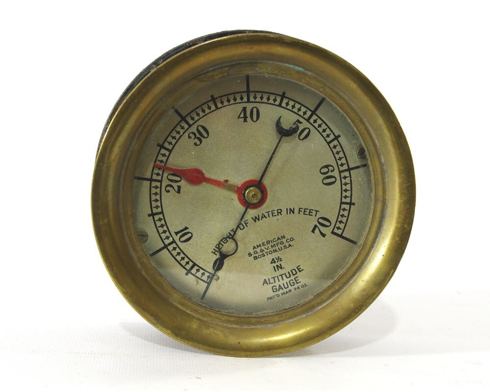 Vintage Steam Gauge Brass & Cast Iron