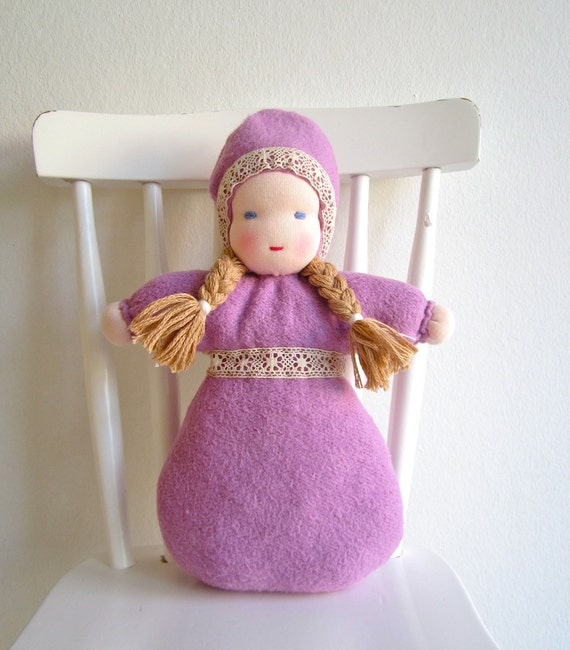 Waldorf doll organic girl baby doll natural purple violet