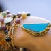 RESERVED Watermelon Tourmaline Necklace with Sleeping Beauty Turquoise - Raindrops - turquoise long beaded necklace