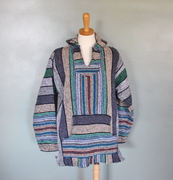 Vintage SURFER Poncho Hoodie Women Men XL by bluebutterflyvintage