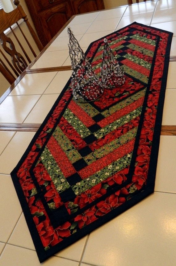 handcrafted large pointsettia holly french braid quilted