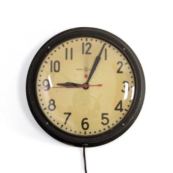 vintage industrial factory wall clock