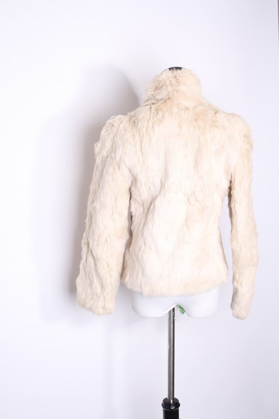Vintage White Ivory Rabbit Fur Coat / 1970s Fur Coat / Rabbit