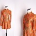 Vintage 1960s Mod Orange Paisley Short Dress / Dress / Dresses / Vintage Dress / Ethnic Dress / Paisley / Military / Marching Band / 1336