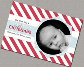 Printable Christmas Cards, Printable Holiday Cards, Red, White Stripes, Blue, Digital File (416) Il_170x135