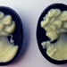 JHB Cameo Buttons Blue Ivory Silhouette Profile Portrait