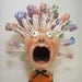 Primitive Paper Mache Folk Art Lollipop Man