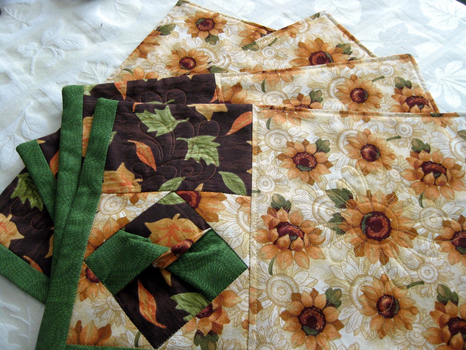 Quilted Placemats Washable Reversible With a Twist