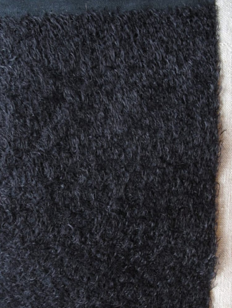 9 x 33 Black Mohair Fabric Square Ultra Sparse by