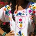 Chica Bonita Mexican Dress Hand Embroidered Flowers 60s 70s