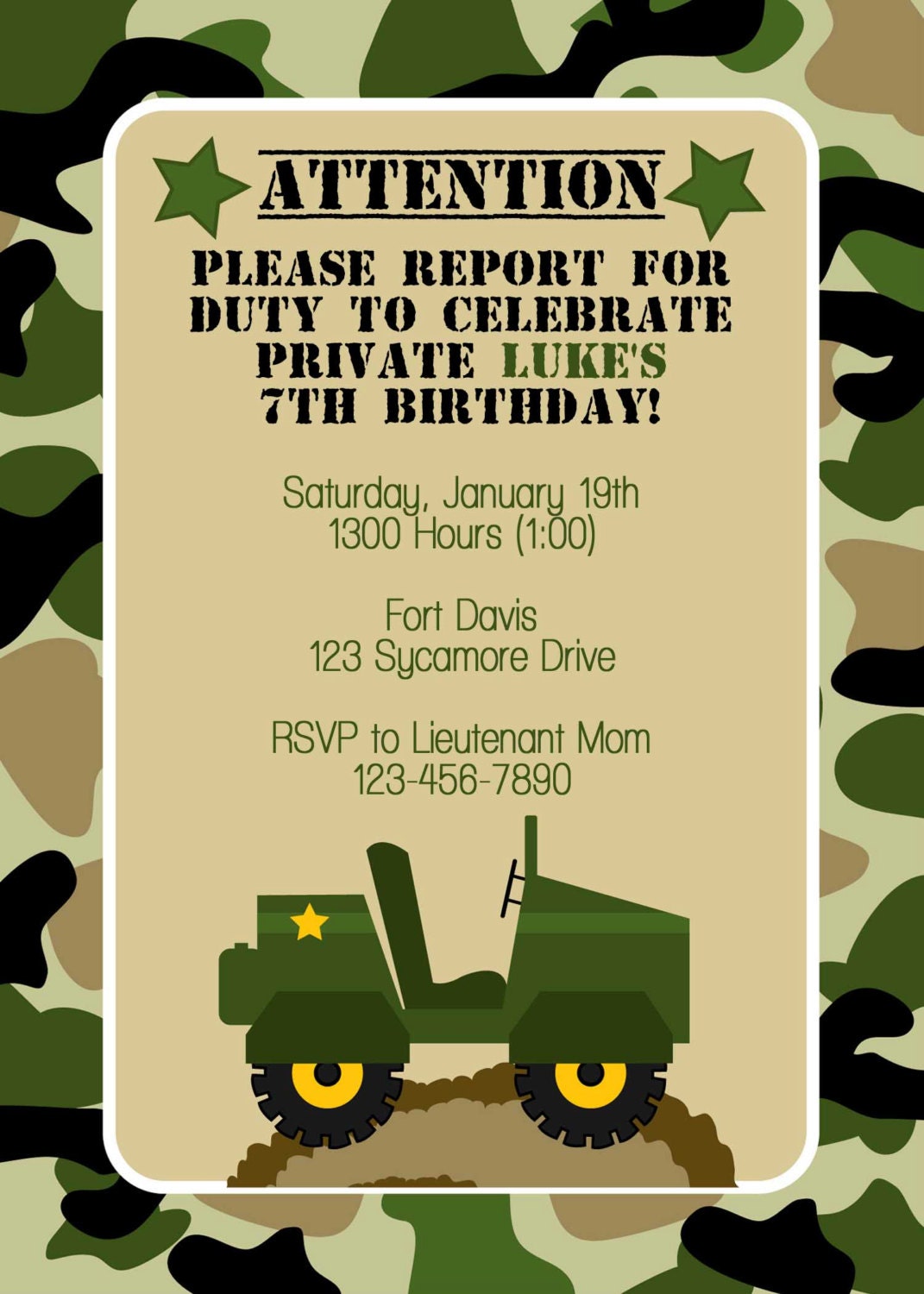 Army Birthday Invitations 5