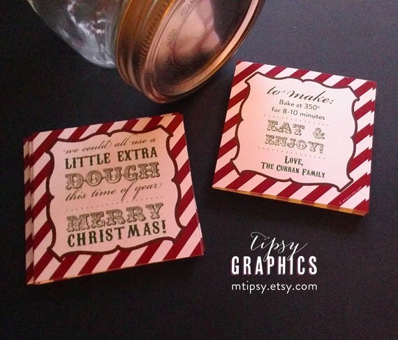 A Little Extra Dough. Vintage Stripes Holiday Sticker or Tag. Any colors. Front & Back Digital File by Tipsy Graphics Il_570xn