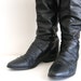 Christmas in July SALE:Vintage Black Leather Slouchy Pirate Style Boots Flat No Heels CIJ SALE