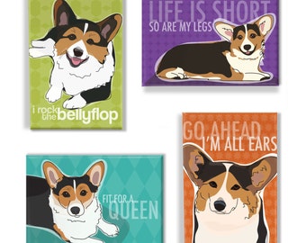 Corgi Magnet Set - Tri Color Corgi Magnets Pembroke Welsh