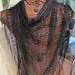 Beautiful Black Net Fringed Lace Shawl Wrap or Scarf - 37 x 60 Triangle