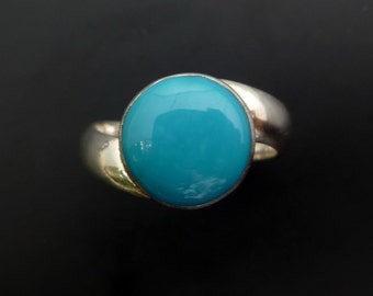 Handmade Sterling Silver and Blue Turquoise Ring - Simple Style Blue Turquoise Ring - Minimalist Ring - Made to Order
