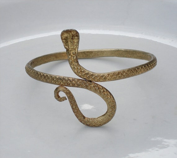 Egyptian Revival Gold Snake Bracelet