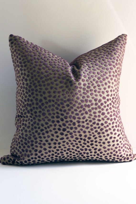 Plum Velvet Dots Pillow Cover / 18x18 Lee Jofa by DecidedlyChic