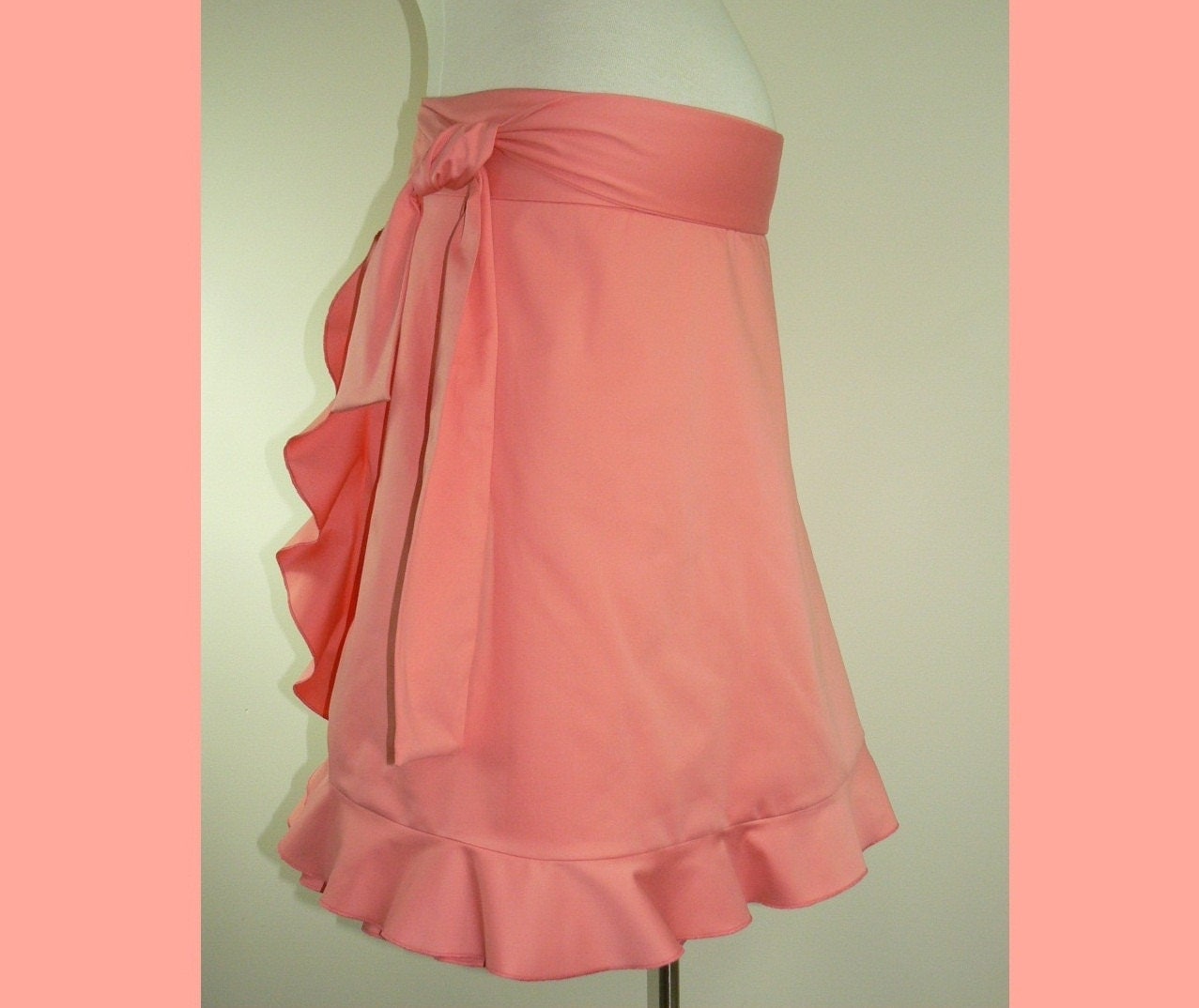 Maternity Wrap Around Skirt. Salmon PInk.FREE SHIPPING by estmoda