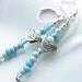 Turquoise blue aqua dangle earrings silver bird beaded earrings sterling silver