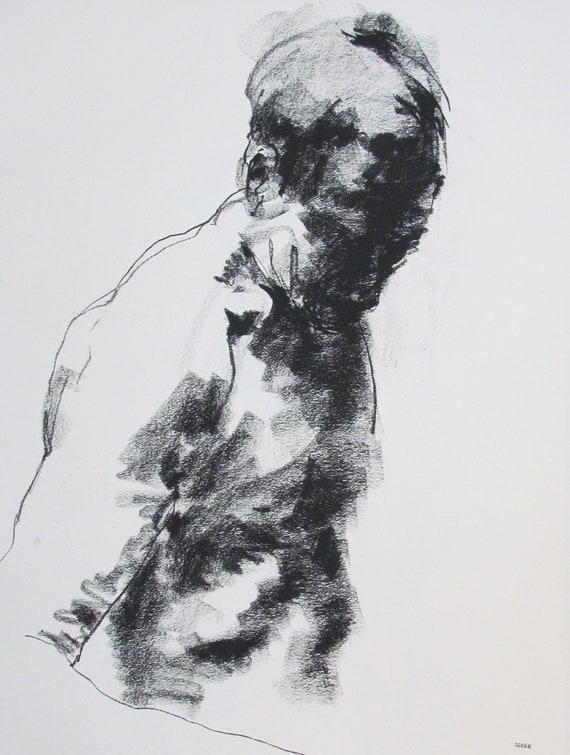 Abstract Figure Drawing 18 x24 fine art Drawing