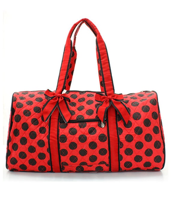 Black and Red Polka dot Quilted Duffle Bag Monogrammed for FREE, Great ...